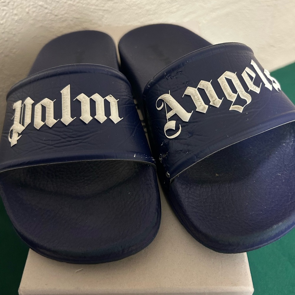 Palm Angels Dark Blue Slide Sandals